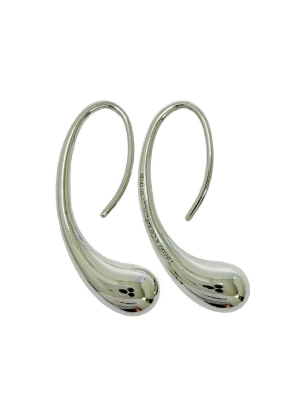 Tiffany & Co Silver Teardrop Hook Earrings